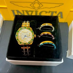 Invicta 20095 Wildflower Infinity Quartz Watch, 4 piece crystal bezel set